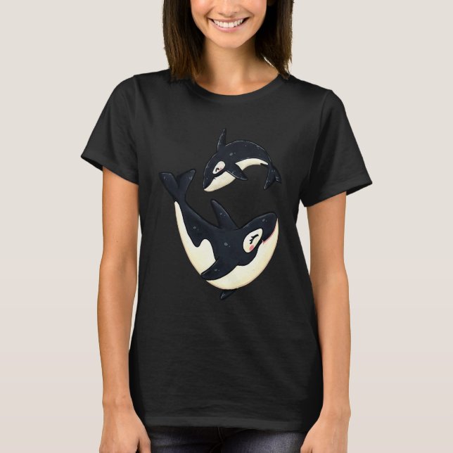 Cute Orca Sea Animal Whale Orcas Lover Cool Men Wo T-Shirt (Front)