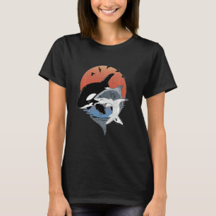 Cute Orca Whale and Shark Samoa Polynesia Long Sle T-Shirt