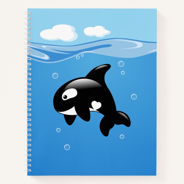 Cute Orca Whale in Ocean Notebook (Front)