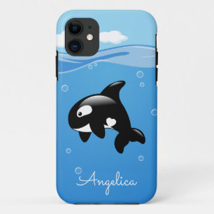 Cute Orca Whale in Ocean with Custom Name Case-Mate iPhone Case