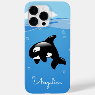 Cute Orca Whale in Ocean with Custom Name Case-Mate iPhone 14 Pro Max Case