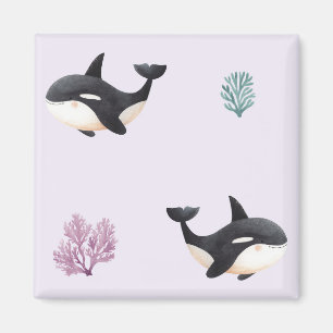 Cute Orca Whale Pattern Ocean Sea Life Nursery  Magnet