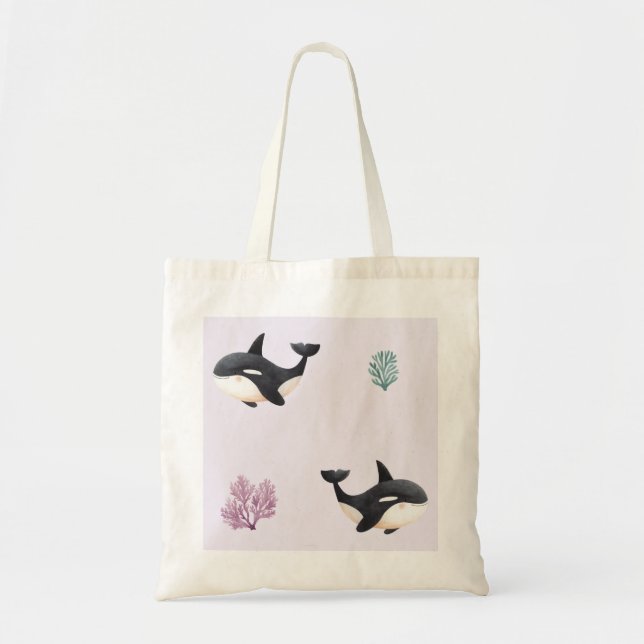 Cute Orca Whale Pattern Ocean Sea Life Nursery  Tote Bag (Front)