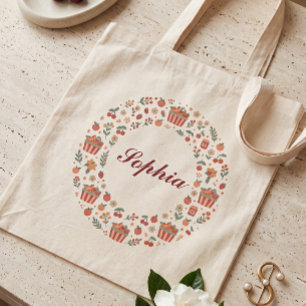 Cute Orchard Harvest Floral Wreath Personalised Tote Bag