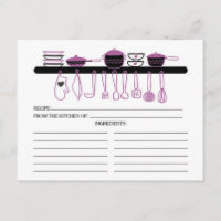 Cute Orchid Kitchen Gadgets Bridal  Recipe Cards