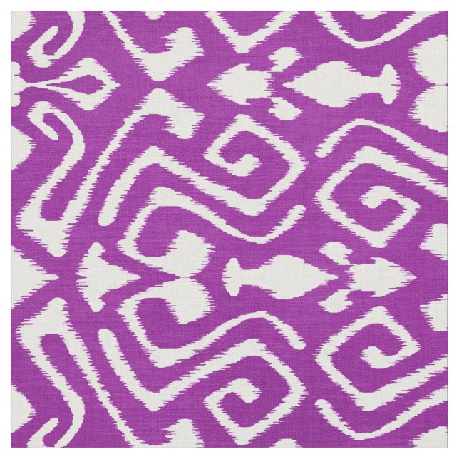 Cute orchid purple ikat tribal patterns fabric (Close Up)