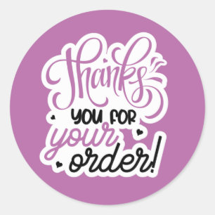Cute order thank you word art classic round sticker
