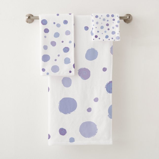 Cute Organic Brushstroke Dot Artwork Bath Towel Set (Insitu)