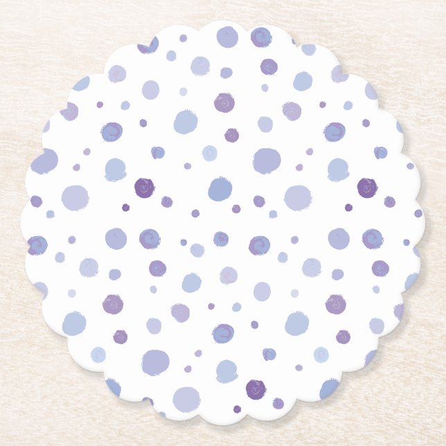 Cute Organic Brushstroke Dot Artwork Paper Coaster (Front)