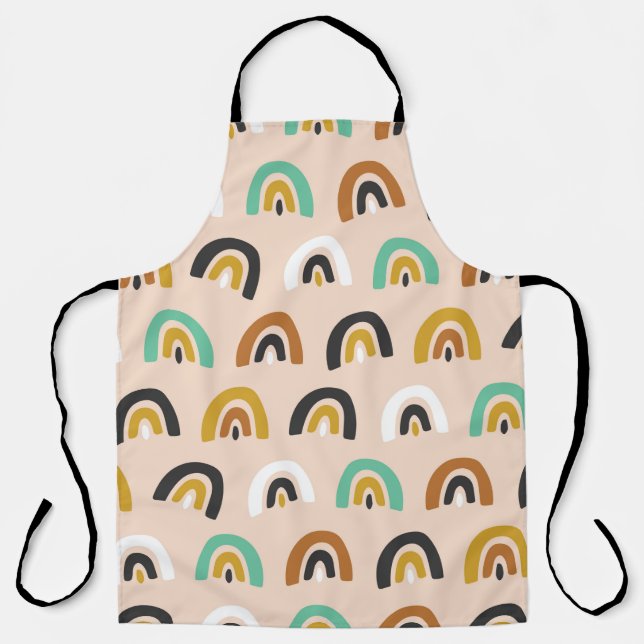 Cute Organic Rainbow Stripes Seamless Pattern Apron (Front)