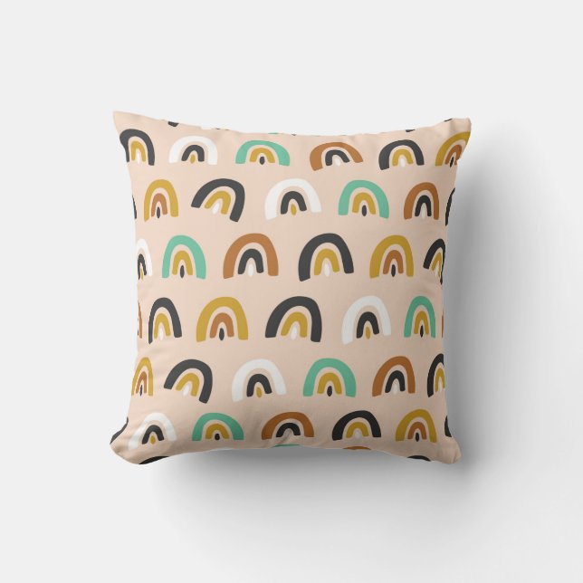 Cute Organic Rainbow Stripes Seamless Pattern Cushion (Front)