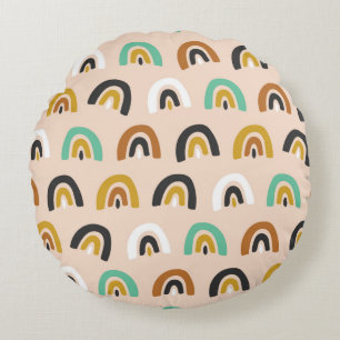 Cute Organic Rainbow Stripes Seamless Pattern Round Cushion