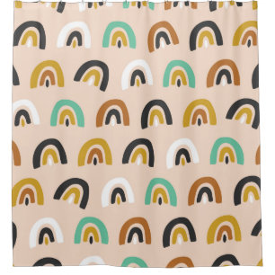 Cute Organic Rainbow Stripes Seamless Pattern Shower Curtain
