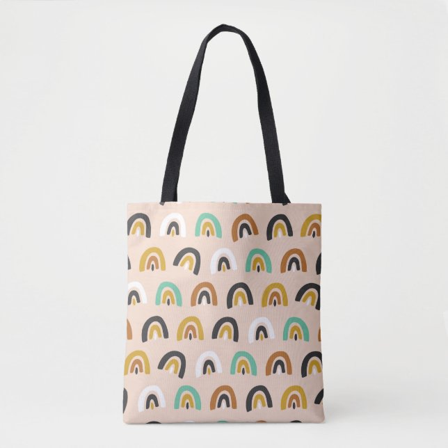 Cute Organic Rainbow Stripes Seamless Pattern Tote Bag (Front)
