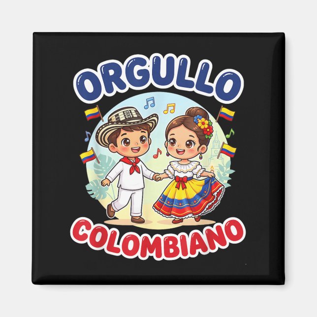 Cute Orgullo Colombiano Kids Folklore Dance Magnet (Front)