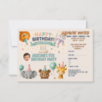 Cute Origami Animal Party Details RSVP Card