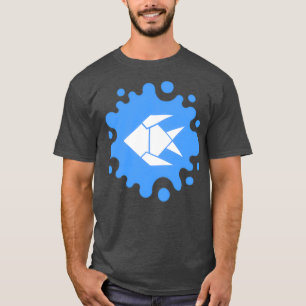 Cute Origami Fish on a Blue Splash T-Shirt