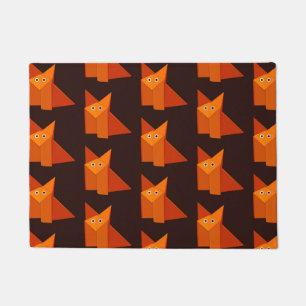 Cute Origami Fox Pattern Orange Brown Doormat