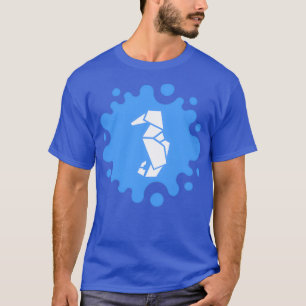 Cute Origami Seahorse on a Blue Splash T-Shirt