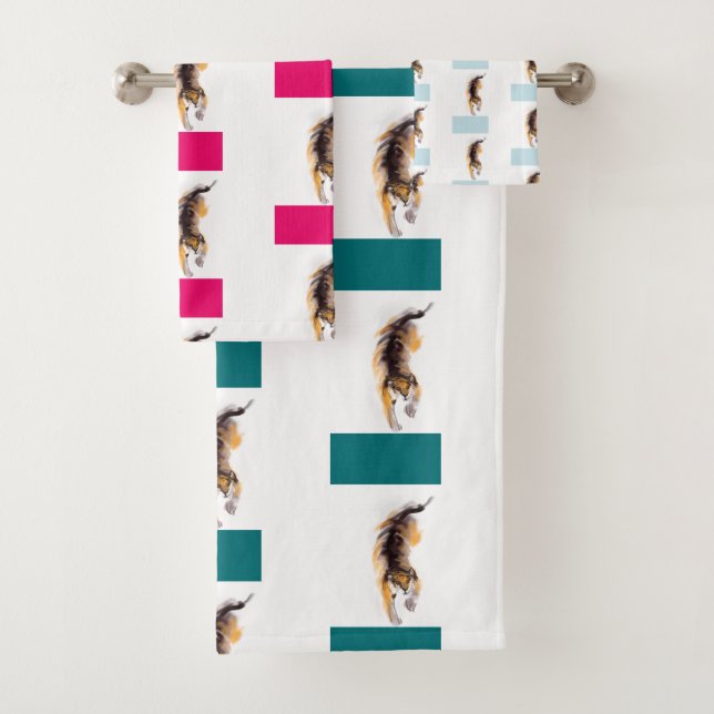 Cute Original Drawing Tiger Chinese New Year S3BT4 Bath Towel Set (Insitu)