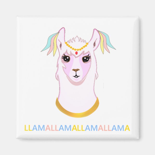 Cute Ornamented Llama Magnet (Front)