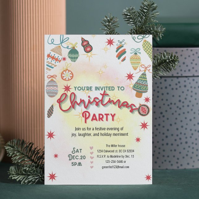 Cute ornaments holiday Christmas party invitation (Creator Uploaded)