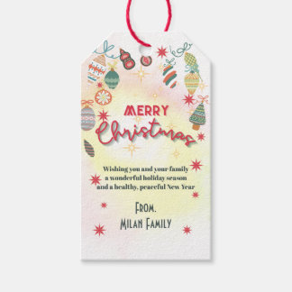 Cute ornaments holiday Christmas party invitation Gift Tags