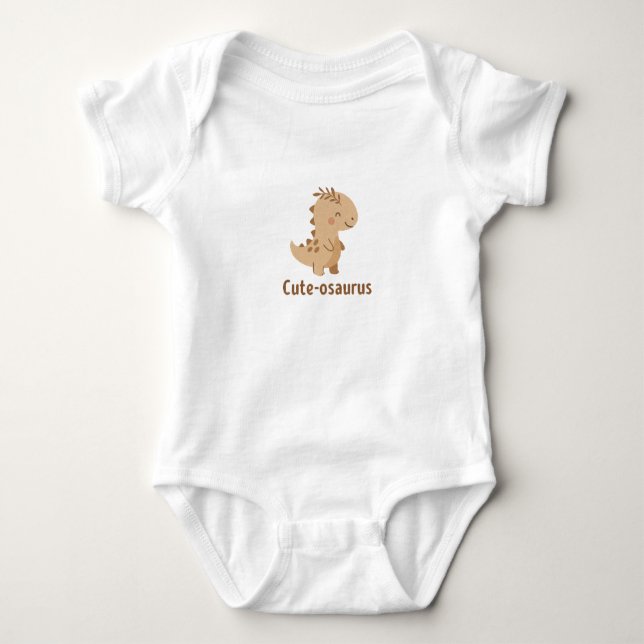 cute osaurus Cute Dino Pun – Funny Kawaii Dinosaur Baby Bodysuit (Front)