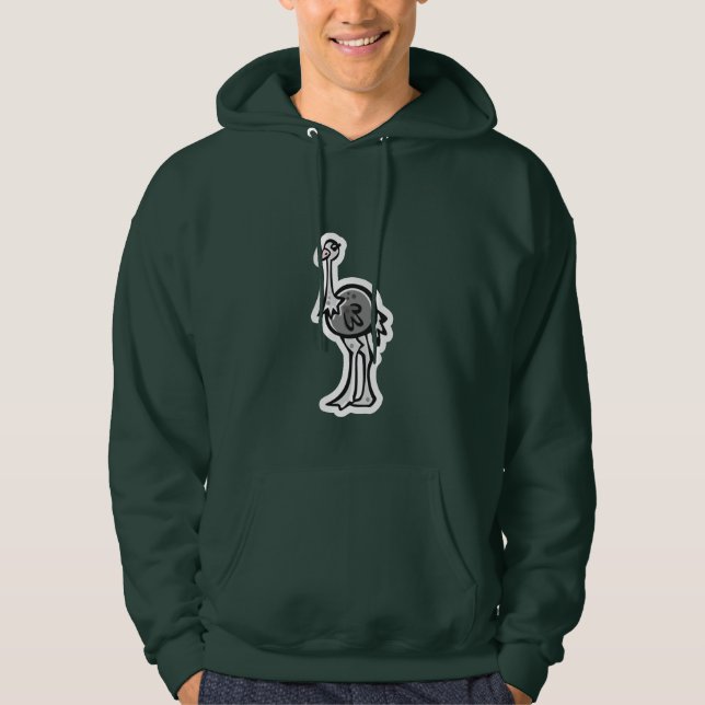 Cute Ostrich; Green Hoodie (Front)