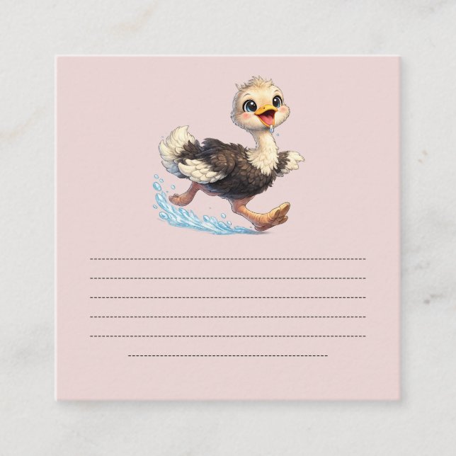 Cute Ostrich Happy Adventure Illustration Enclosure Card (Front)
