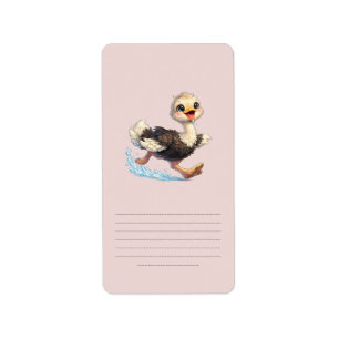 Cute Ostrich Happy Adventure Illustration Label