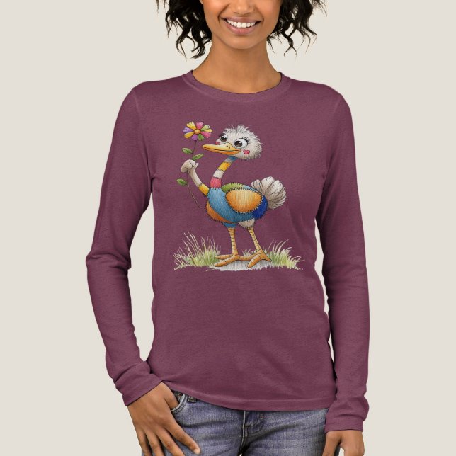 Cute Ostrich Tri-Blend Shirt (Front)