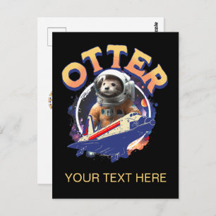 Cute Otter Astronaut Outer Space Shuttle Cadet Postcard