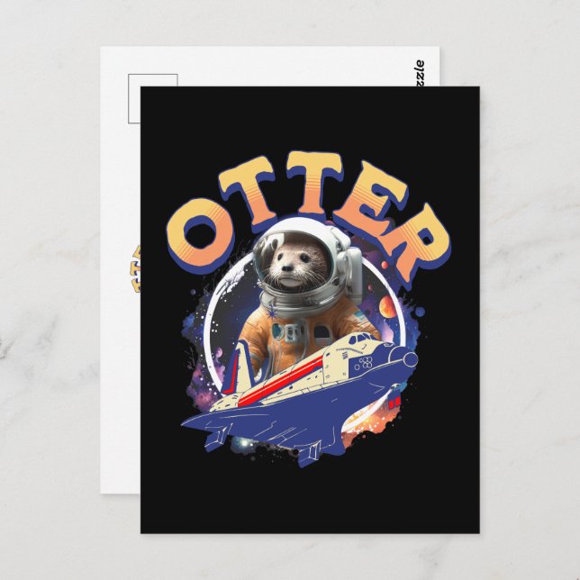 Cute Otter Astronaut Outer Space Shuttle Cadet Postcard (Front/Back)