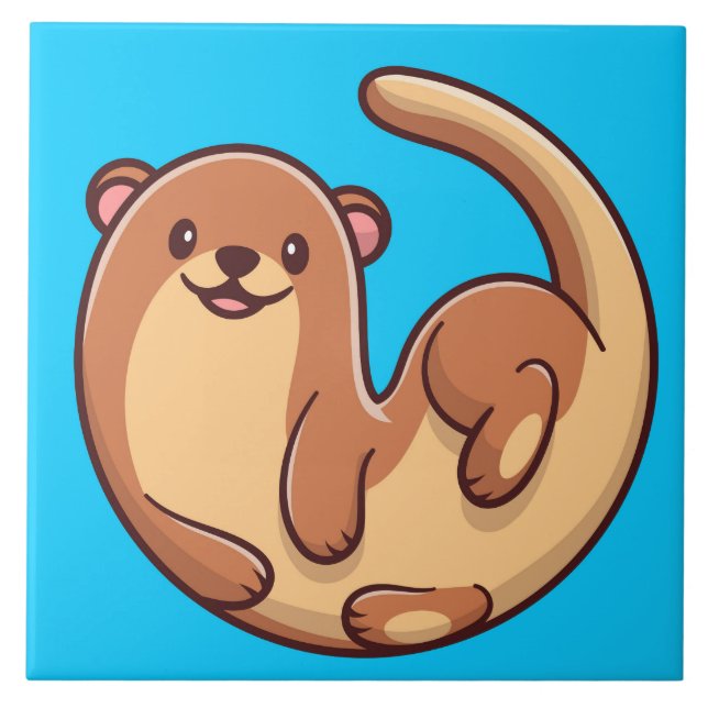Cute Otter Ceramic Tile (Front)