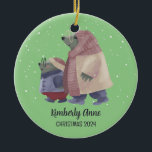 Cute Otter Christmas Animal Snowy Winter Holiday Ceramic Tree Decoration<br><div class="desc">Cute cartoon animal ornament for kids and children. Perfect for first Christmas celebration with family. You can customise the text for any occasion.</div>