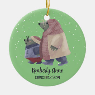 Cute Otter Christmas Animal Snowy Winter Holiday Ceramic Tree Decoration