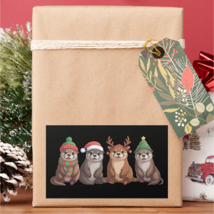 Cute Otter Christmas Funny Xmas Lights Animal  Rectangular Sticker