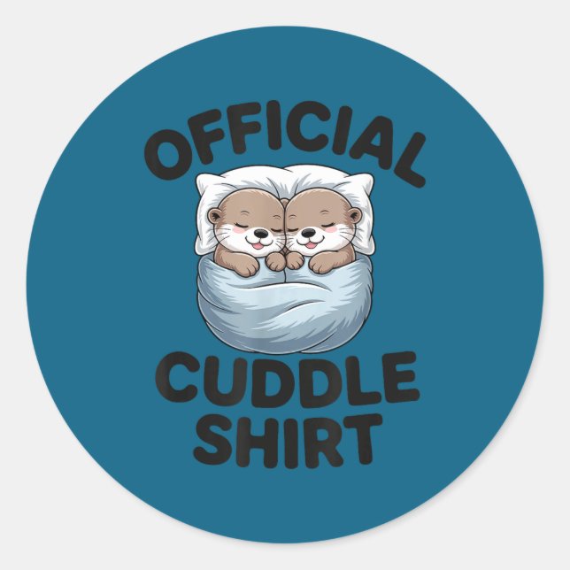 Cute Otter Couple Cozy Cuddle  Classic Round Sticker (Front)
