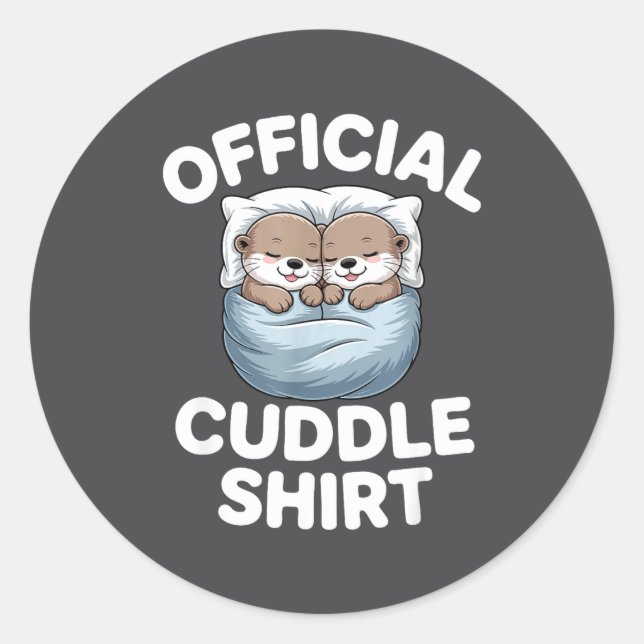Cute Otter Couple Cozy Cuddle  Classic Round Sticker (Front)