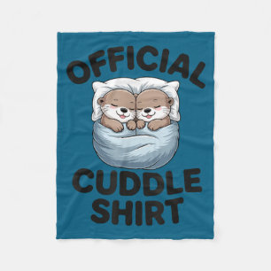 Cute Otter Couple Cozy Cuddle  Fleece Blanket