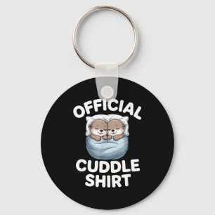 Cute Otter Couple Cozy Cuddle  Key Ring