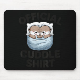 Cute Otter Couple Cozy Cuddle Mouse Pad