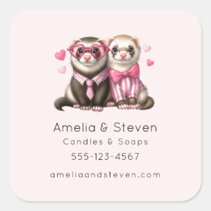 Cute Otter Couple in Love Business Square Sticker