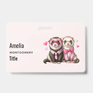 Cute Otter Couple in Love ID Badge