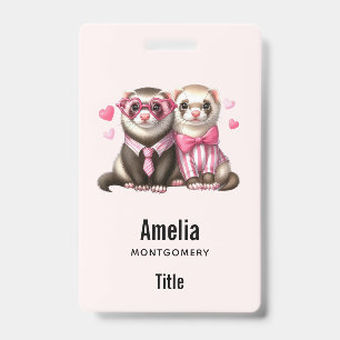 Cute Otter Couple in Love ID Badge