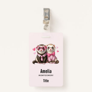 Cute Otter Couple in Love ID Badge
