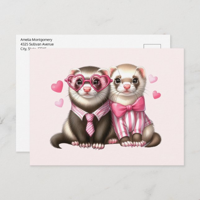 Cute Otter Couple in Love Postcard (Front/Back)