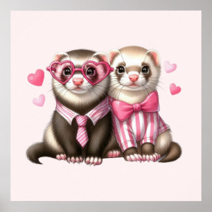 Cute Otter Couple in Love Poster