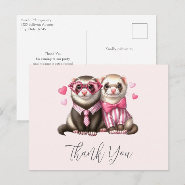 Cute Otter Couple in Love Thank You Postcard (Front/Back)